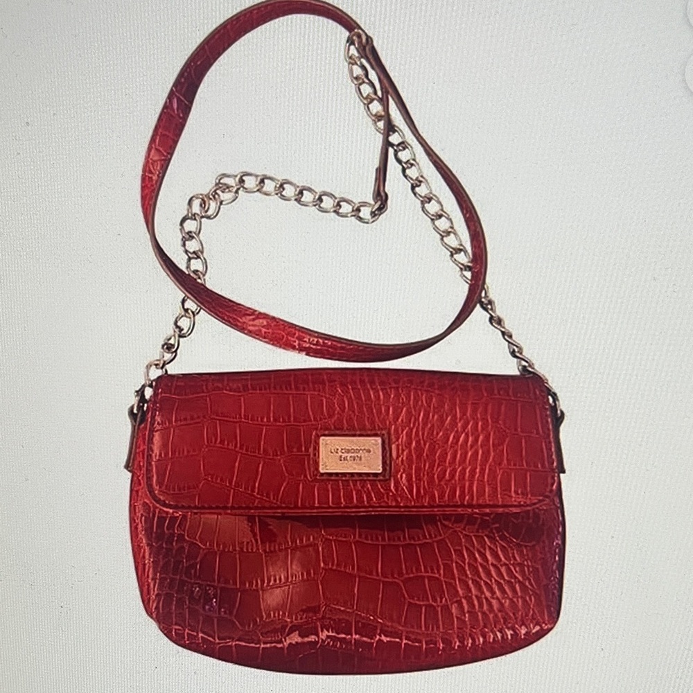 Liz Claiborne Red Croc-Embossed Crossbody Bag